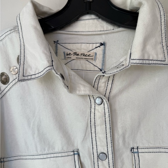 Free People Cream Utility Jacket with Gold Details - Picture 4 of 11